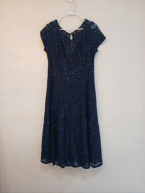 SLNY Navy Sequin Dress
